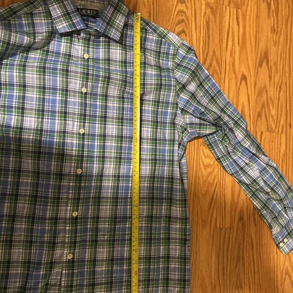 Lauren Ralph Lauren Shirt Mens L Sleeve Button Front Plaid Pocket
